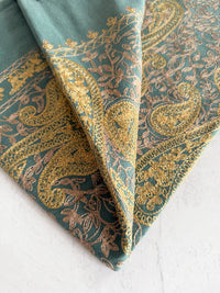 LARGE PASTEL GREEN PAISLEY CASHMERE COTTON BLEND WINTER SHAWL BLANKET SCARF