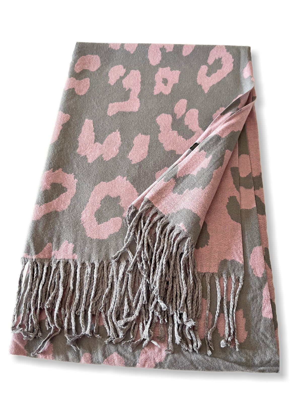 LARGE PINK CASHMERE LEOPARD PRINT REVERSIBLE WINTER SHAWL BLANKET SCARF - A-SHU.CO.UK