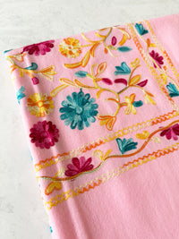 LARGE PINK FLOWER PRINT CASHMERE COTTON BLEND WINTER SHAWL BLANKET SCARF