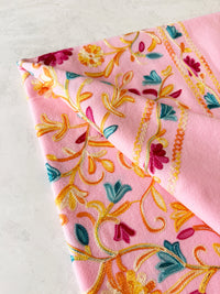 LARGE PINK FLOWER PRINT CASHMERE COTTON BLEND WINTER SHAWL BLANKET SCARF