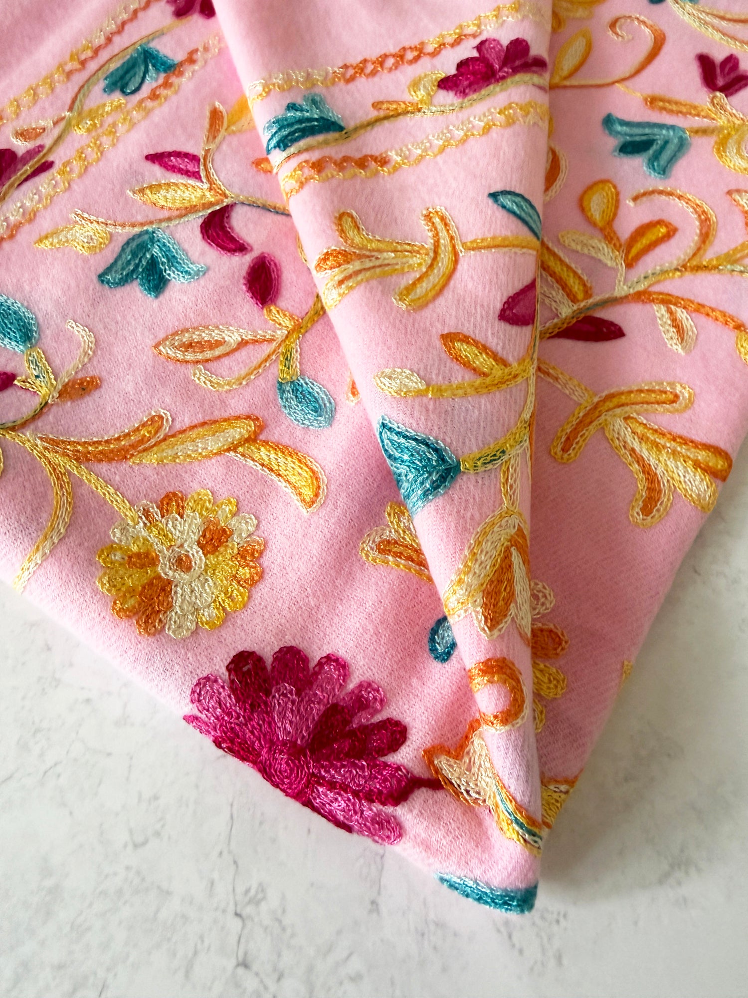 LARGE PINK FLOWER PRINT CASHMERE COTTON BLEND WINTER SHAWL BLANKET SCARF