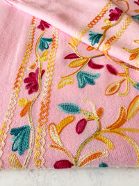 LARGE PINK FLOWER PRINT CASHMERE COTTON BLEND WINTER SHAWL BLANKET SCARF