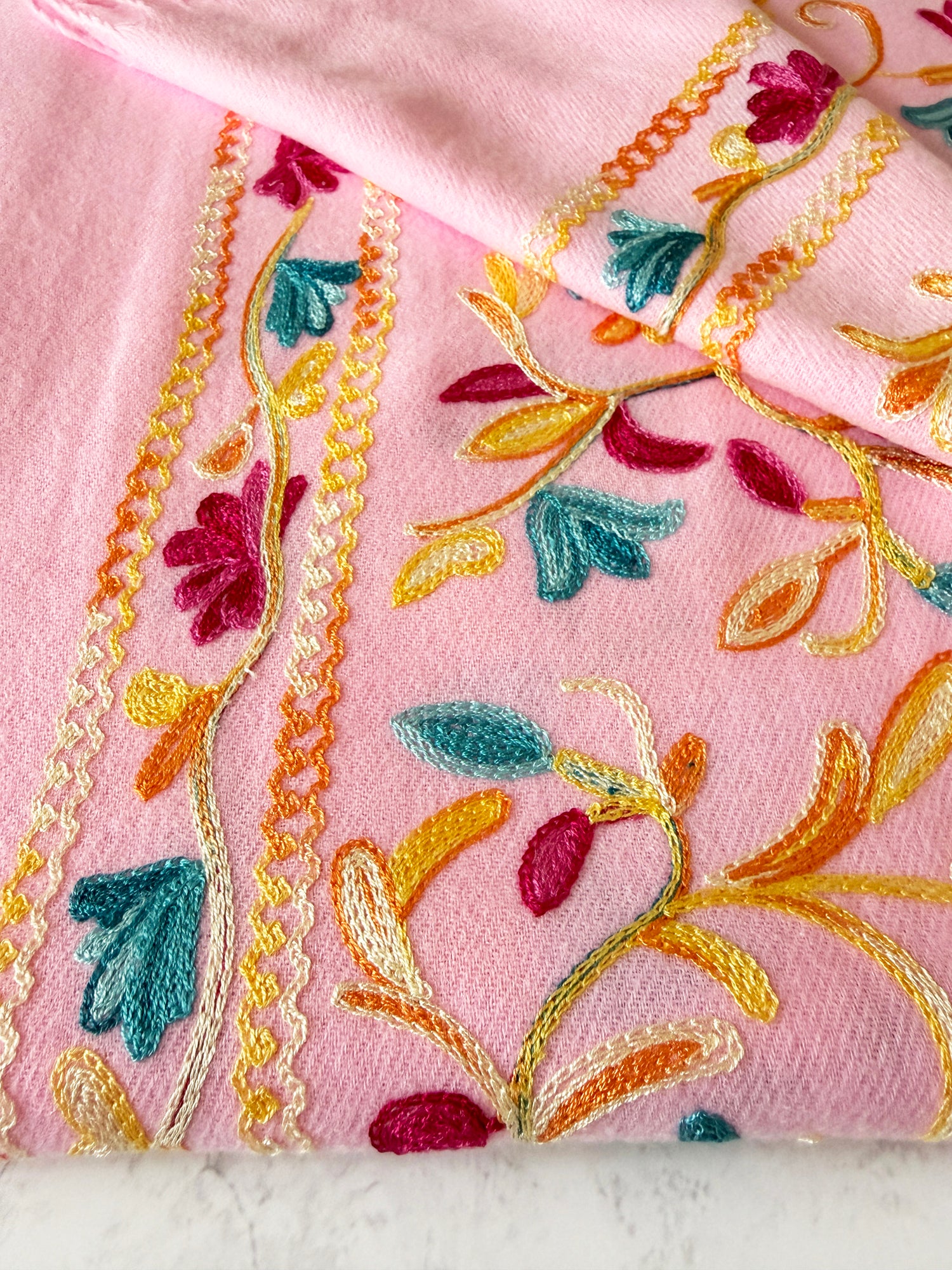 LARGE PINK FLOWER PRINT CASHMERE COTTON BLEND WINTER SHAWL BLANKET SCARF