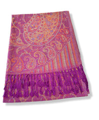 LARGE PURPLE MULTI COLOUR PAISLEY PASHMINA SHAWL SCARF WRAP