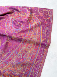 LARGE PURPLE MULTI COLOUR PAISLEY PASHMINA SHAWL SCARF WRAP
