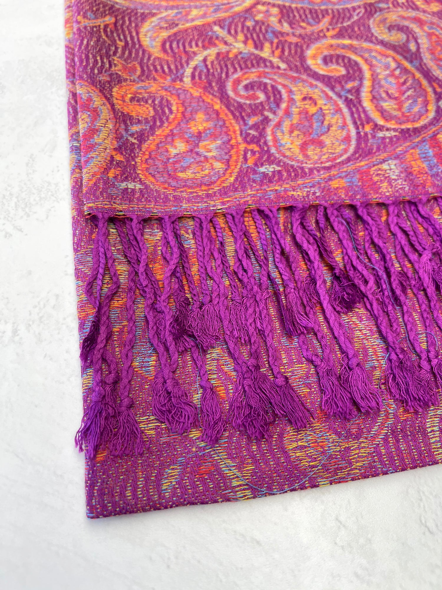 LARGE PURPLE MULTI COLOUR PAISLEY PASHMINA SHAWL SCARF WRAP