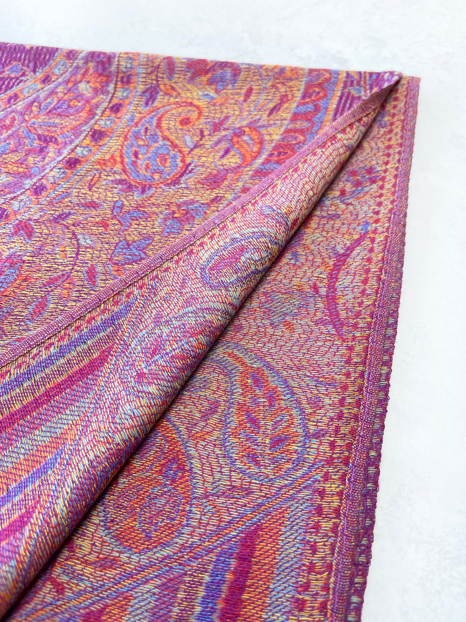 LARGE PURPLE MULTI COLOUR PAISLEY PASHMINA SHAWL SCARF WRAP