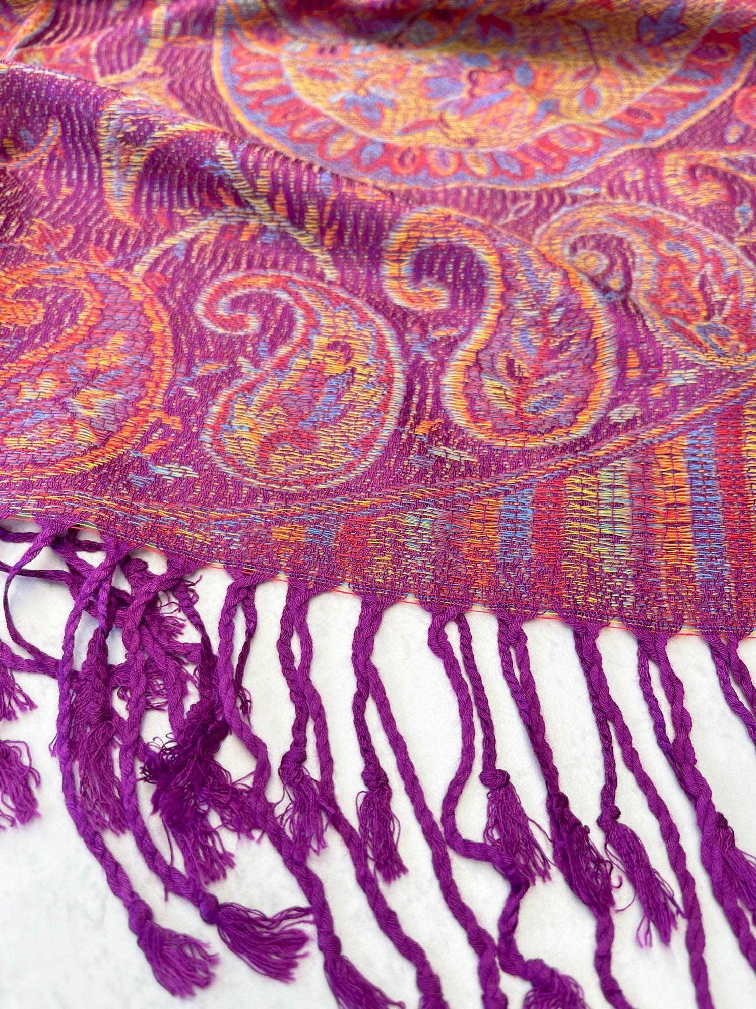 LARGE PURPLE MULTI COLOUR PAISLEY PASHMINA SHAWL SCARF WRAP