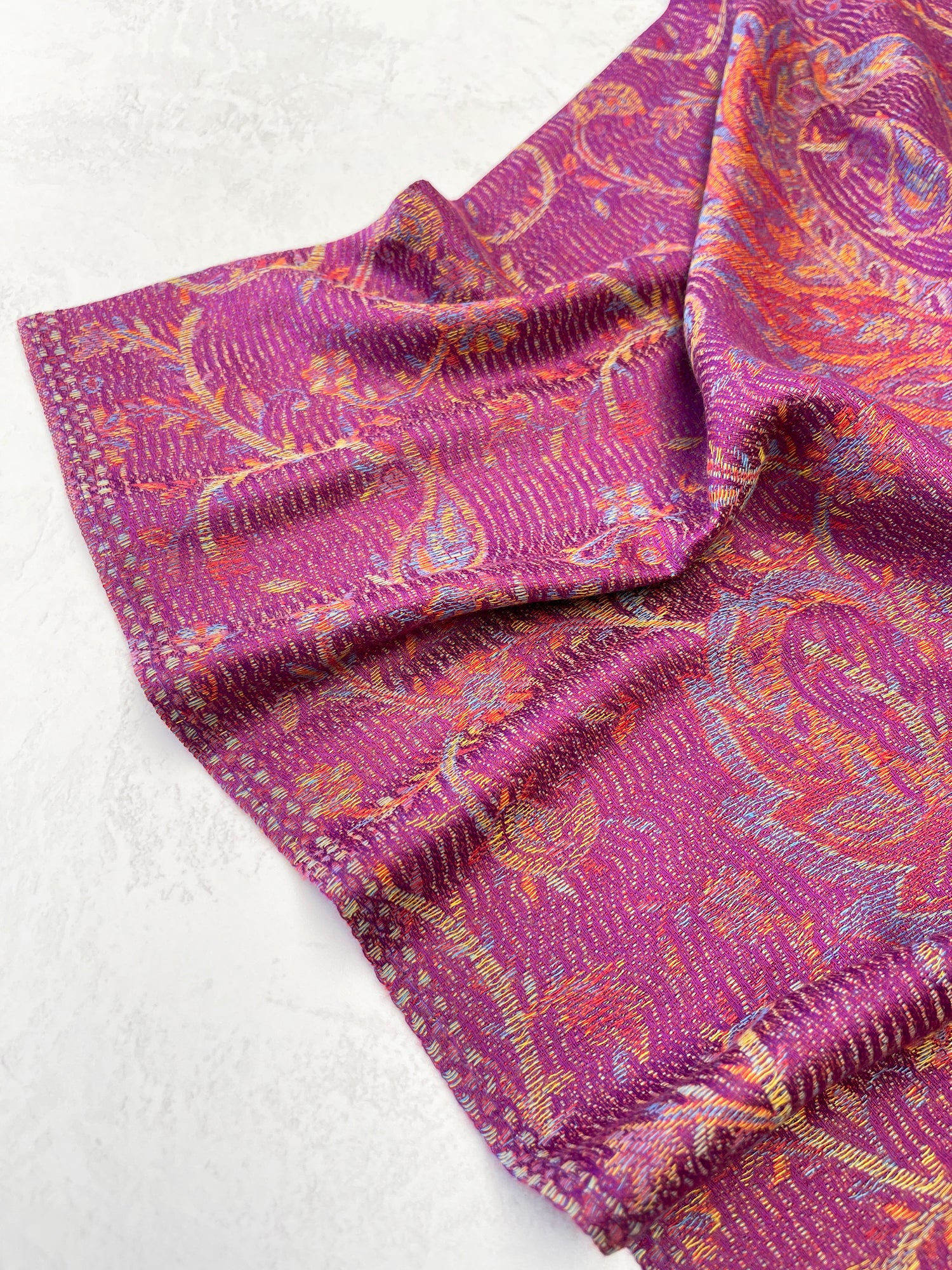 LARGE PURPLE MULTI COLOUR PAISLEY PASHMINA SHAWL SCARF WRAP