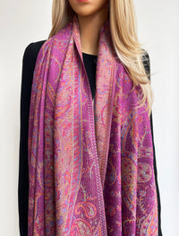 LARGE PURPLE MULTI COLOUR PAISLEY PASHMINA SHAWL SCARF WRAP
