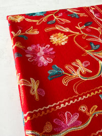 LARGE RED FLOWER PRINT CASHMERE COTTON BLEND WINTER SHAWL BLANKET SCARF