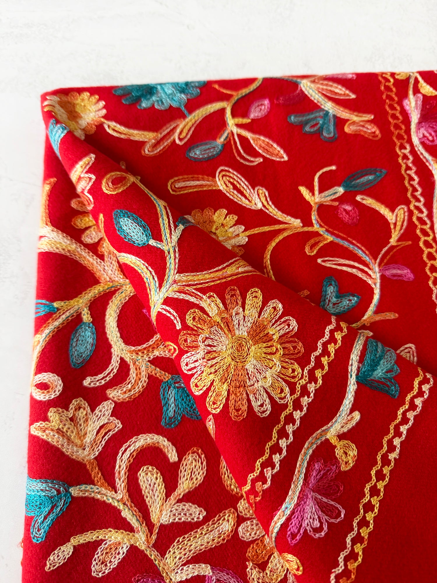 LARGE RED FLOWER PRINT CASHMERE COTTON BLEND WINTER SHAWL BLANKET SCARF