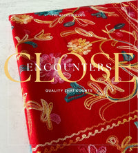 LARGE RED FLOWER PRINT CASHMERE COTTON BLEND WINTER SHAWL BLANKET SCARF