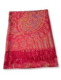LARGE RED MULTI COLOUR PAISLEY PASHMINA SHAWL SCARF WRAP
