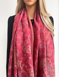 LARGE RED MULTI COLOUR PAISLEY PASHMINA SHAWL SCARF WRAP