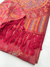 LARGE RED MULTI COLOUR PAISLEY PASHMINA SHAWL SCARF WRAP
