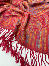 LARGE RED MULTI COLOUR PAISLEY PASHMINA SHAWL SCARF WRAP