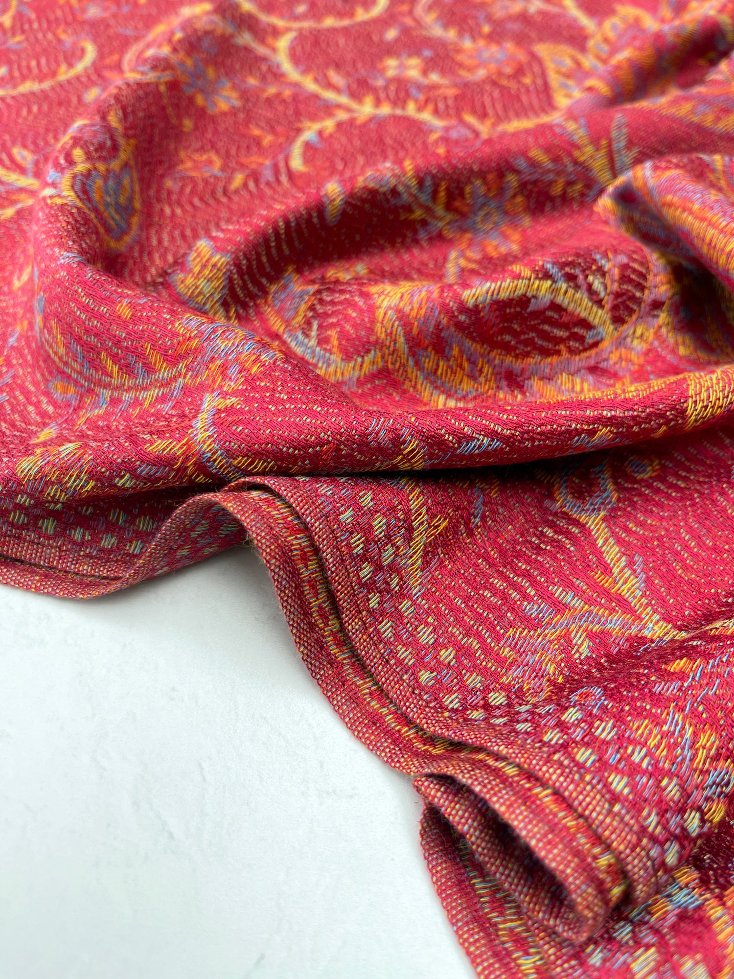 LARGE RED MULTI COLOUR PAISLEY PASHMINA SHAWL SCARF WRAP