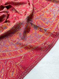 LARGE RED MULTI COLOUR PAISLEY PASHMINA SHAWL SCARF WRAP