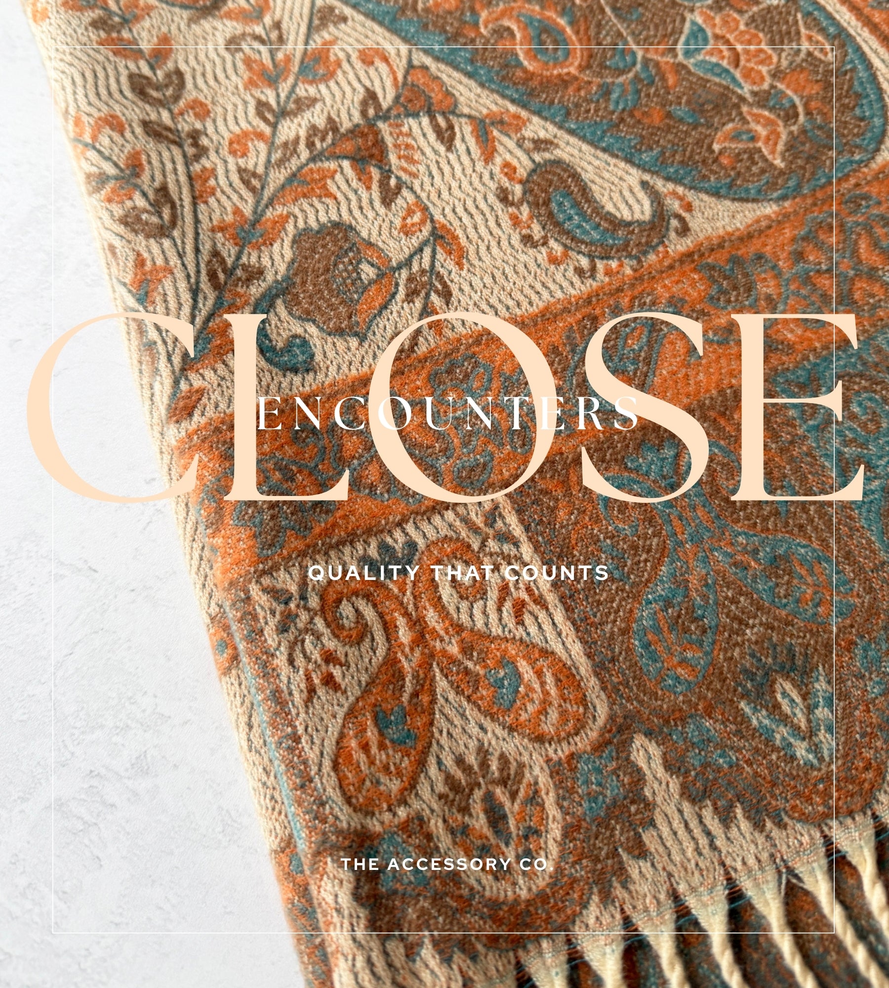 LARGE REVERSIBLE PEACH PAISLEY & FLORAL WINTER SHAWL BLANKET SCARF