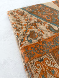 LARGE REVERSIBLE PEACH PAISLEY & FLORAL WINTER SHAWL BLANKET SCARF