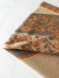 LARGE REVERSIBLE PEACH PAISLEY & FLORAL WINTER SHAWL BLANKET SCARF