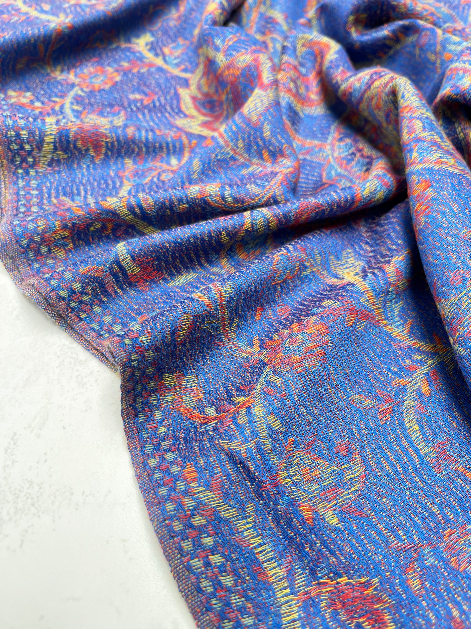 LARGE ROYAL BLUE MULTI COLOUR PAISLEY PASHMINA SHAWL SCARF WRAP