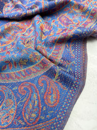 LARGE ROYAL BLUE MULTI COLOUR PAISLEY PASHMINA SHAWL SCARF WRAP