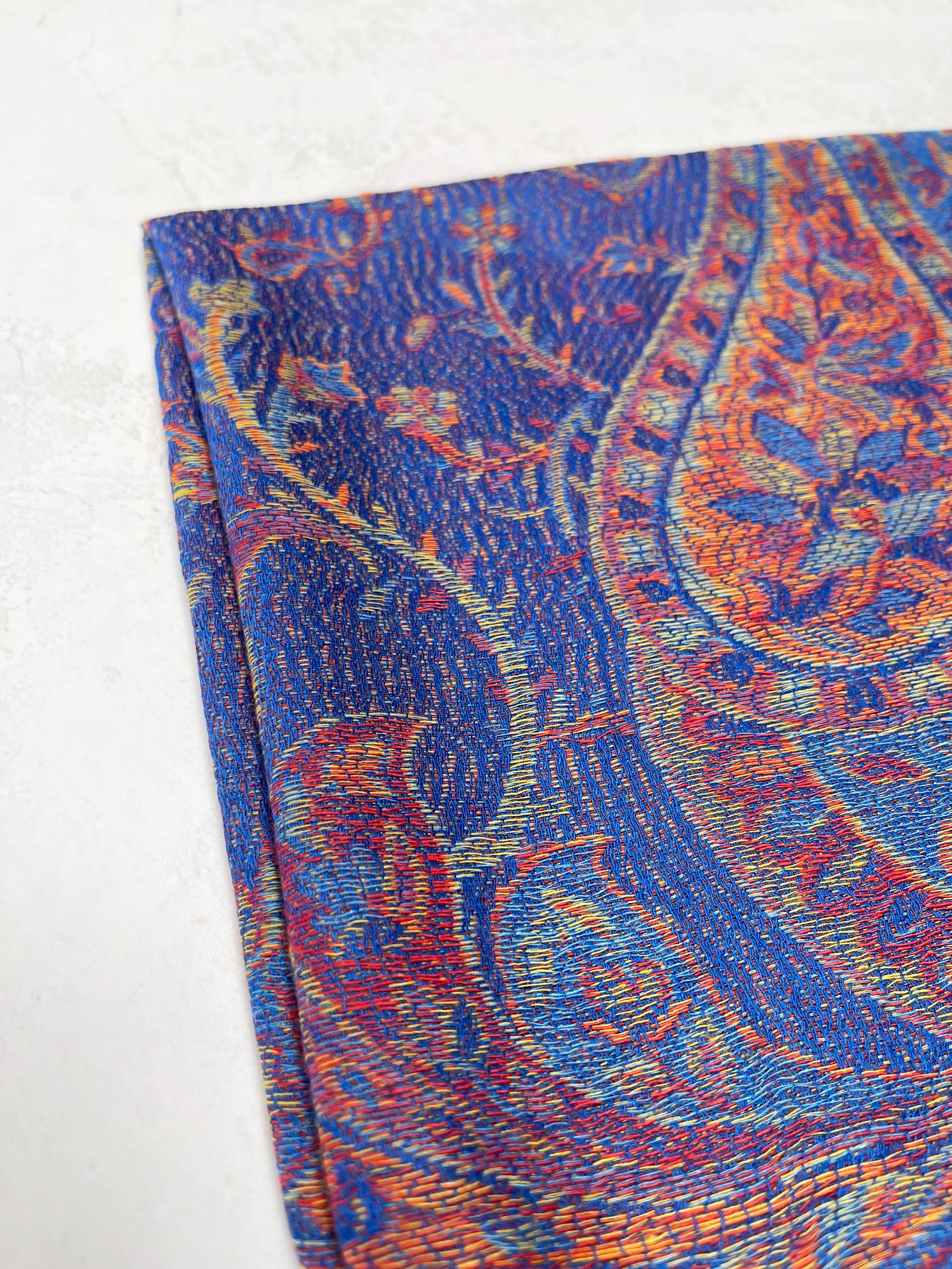 LARGE ROYAL BLUE MULTI COLOUR PAISLEY PASHMINA SHAWL SCARF WRAP