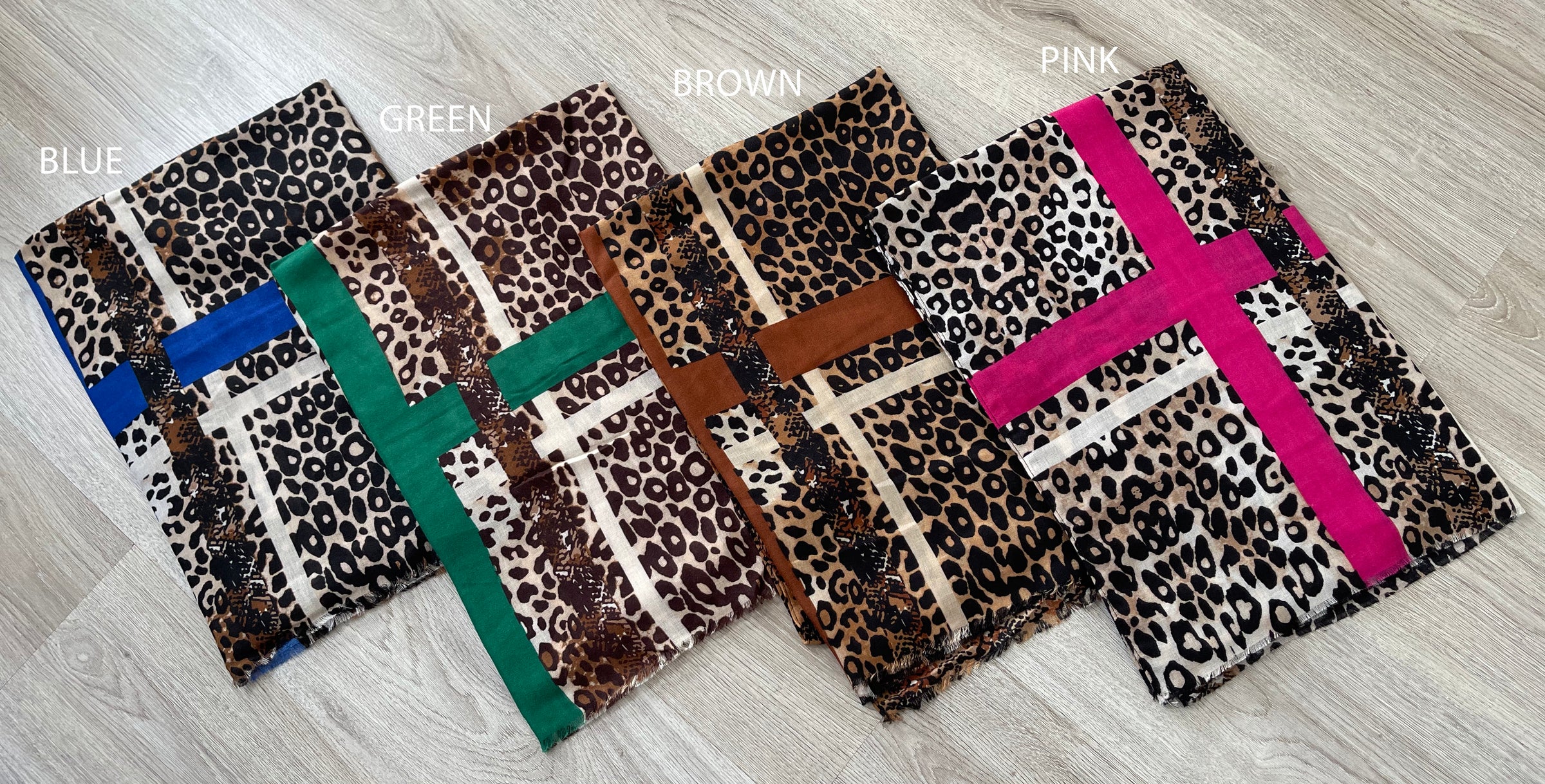 Green Snakeskin and Leopard Print Scarf