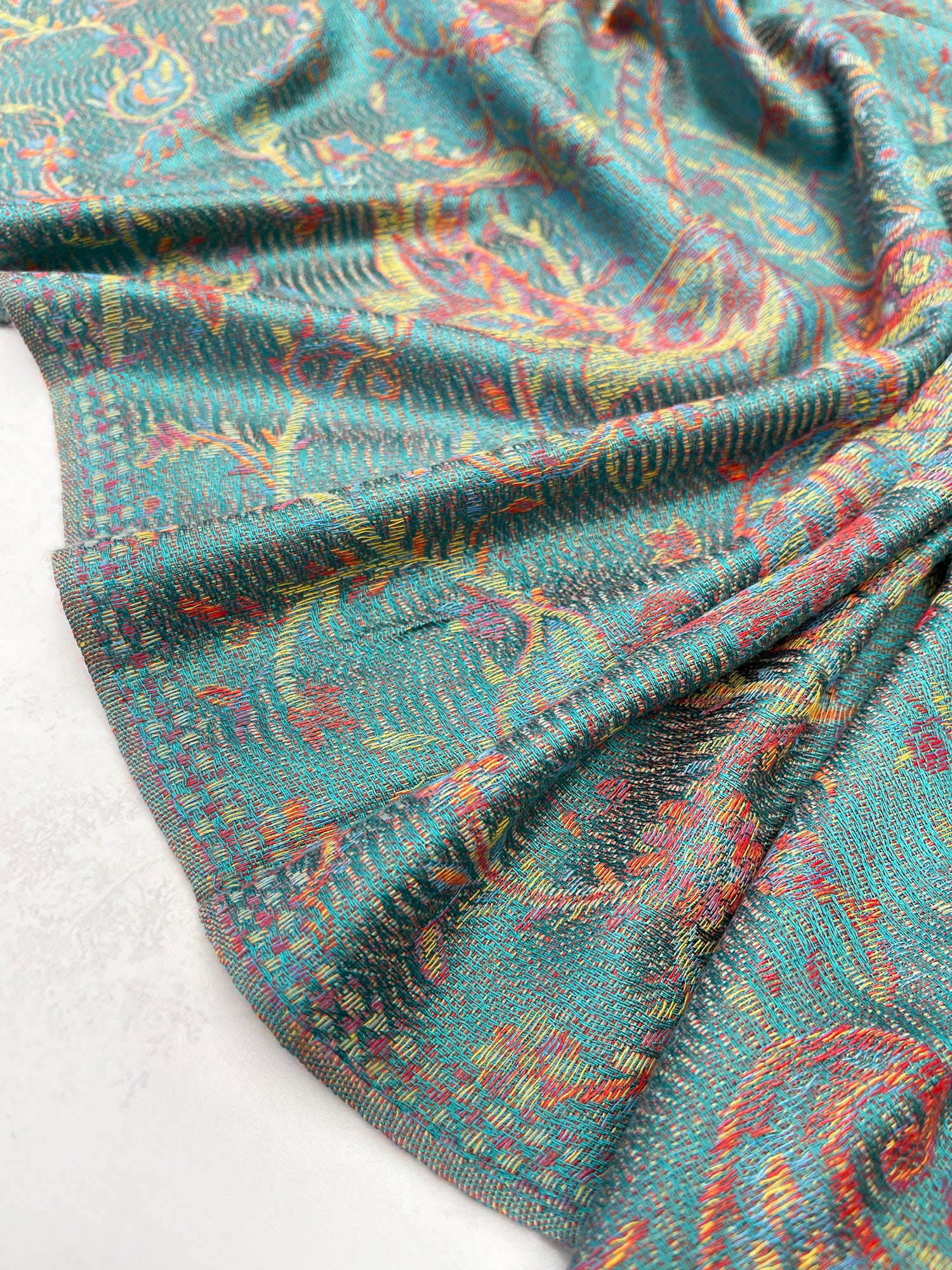 LARGE TEAL MULTI COLOUR PAISLEY PASHMINA SHAWL SCARF WRAP