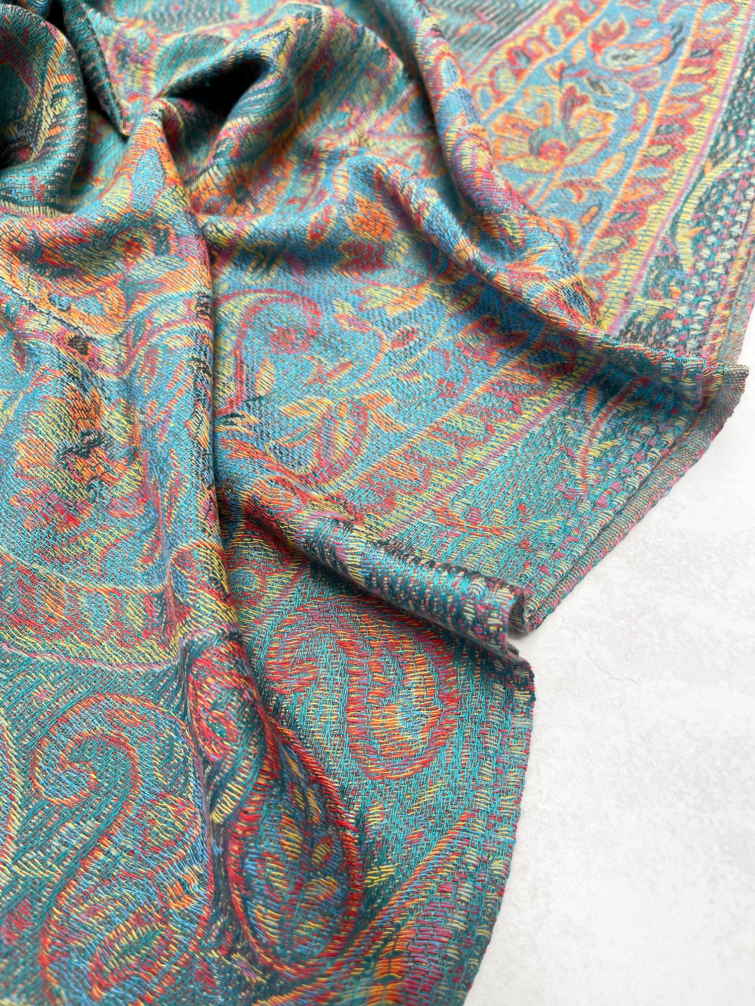 LARGE TEAL MULTI COLOUR PAISLEY PASHMINA SHAWL SCARF WRAP