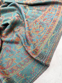 LARGE TEAL MULTI COLOUR PAISLEY PASHMINA SHAWL SCARF WRAP