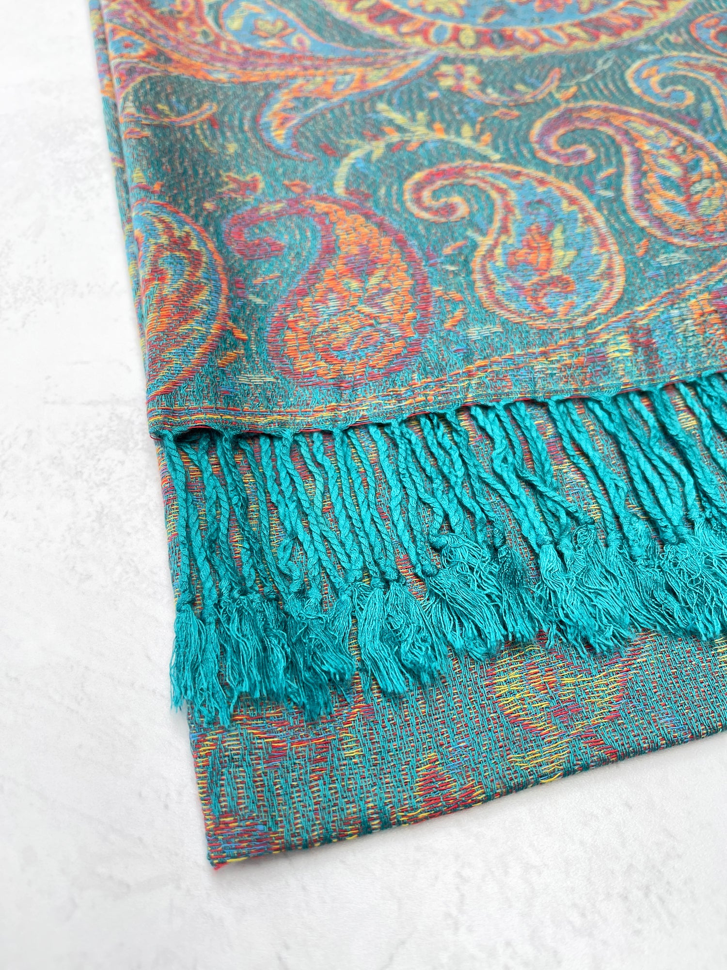 LARGE TEAL MULTI COLOUR PAISLEY PASHMINA SHAWL SCARF WRAP