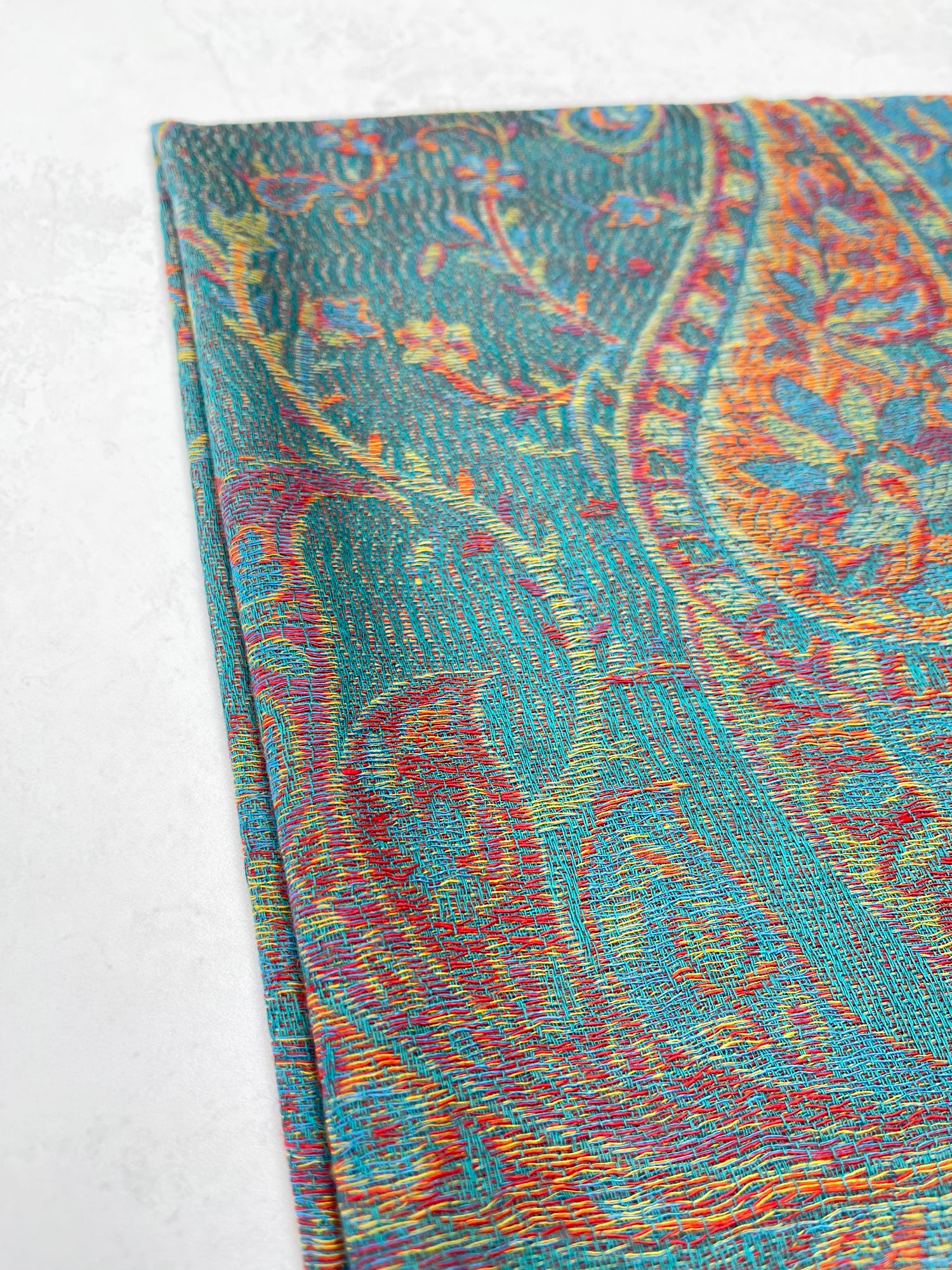 LARGE TEAL MULTI COLOUR PAISLEY PASHMINA SHAWL SCARF WRAP