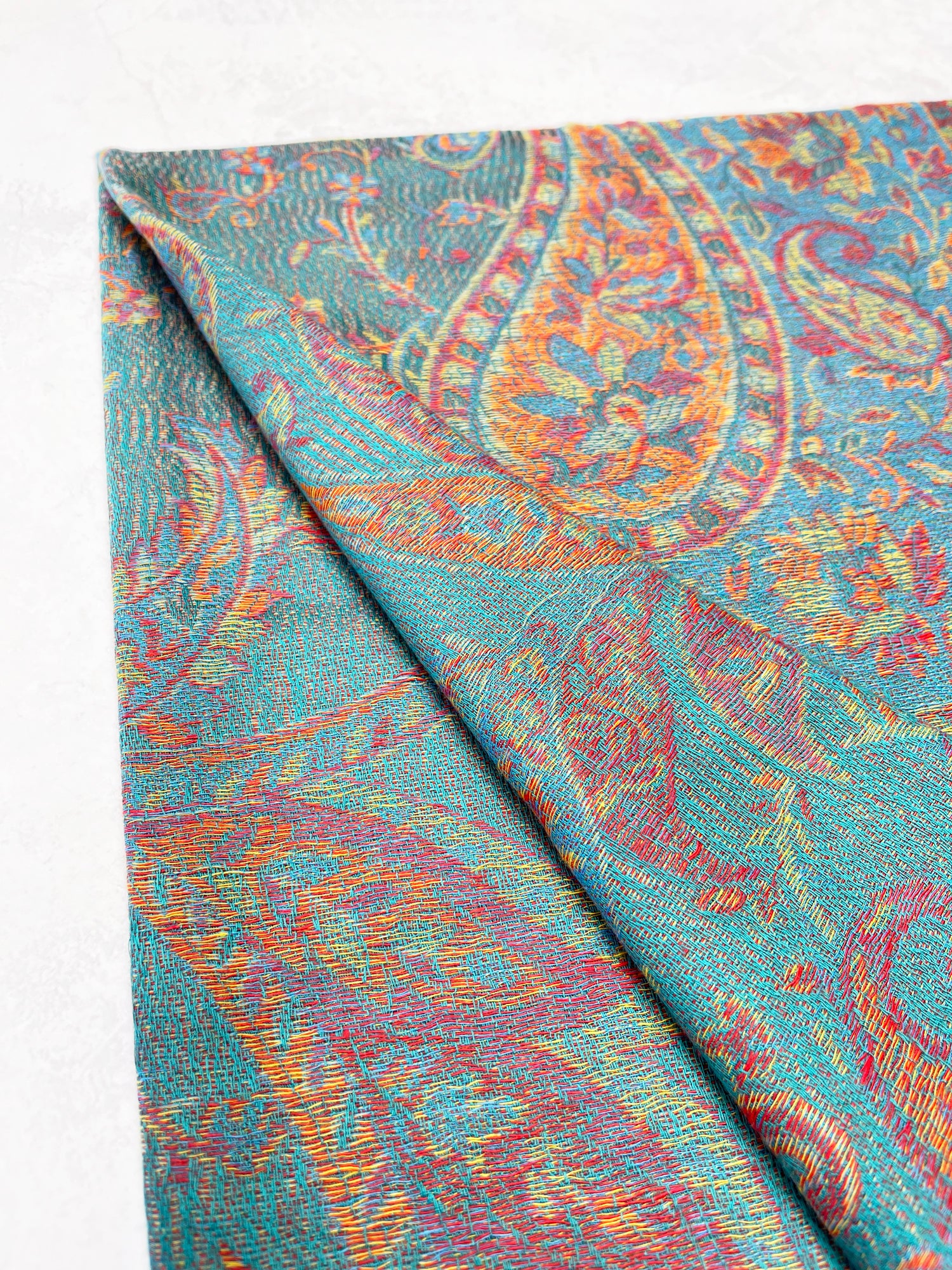 LARGE TEAL MULTI COLOUR PAISLEY PASHMINA SHAWL SCARF WRAP