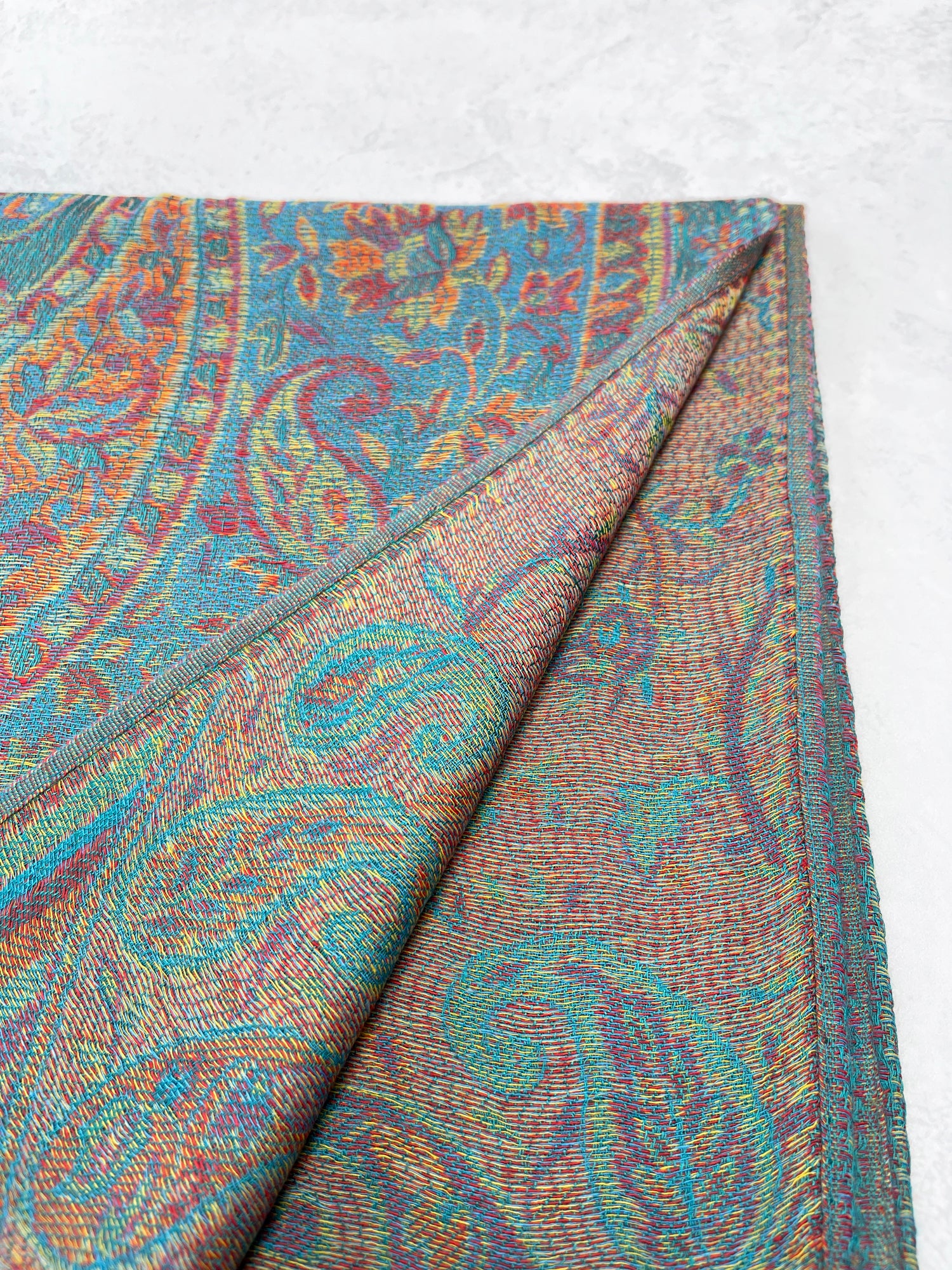 LARGE TEAL MULTI COLOUR PAISLEY PASHMINA SHAWL SCARF WRAP