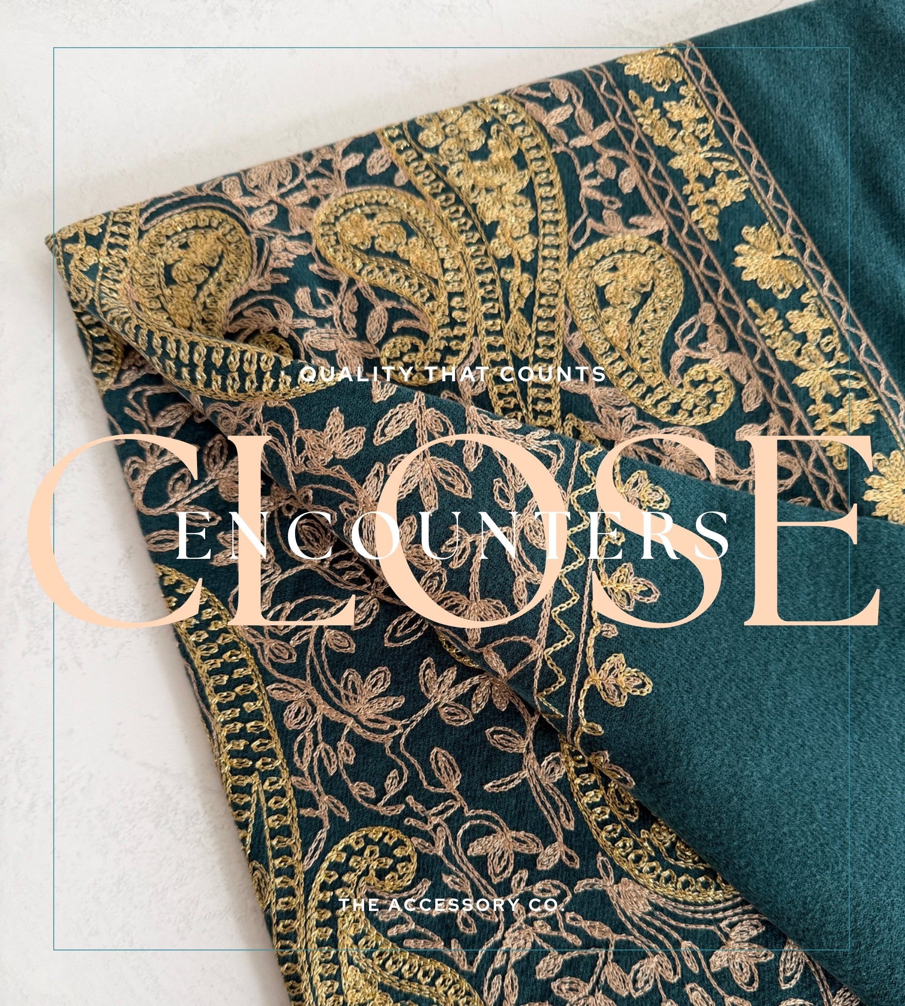 LARGE TEAL PAISLEY CASHMERE COTTON BLEND WINTER SHAWL BLANKET SCARF - A-SHU.CO.UK