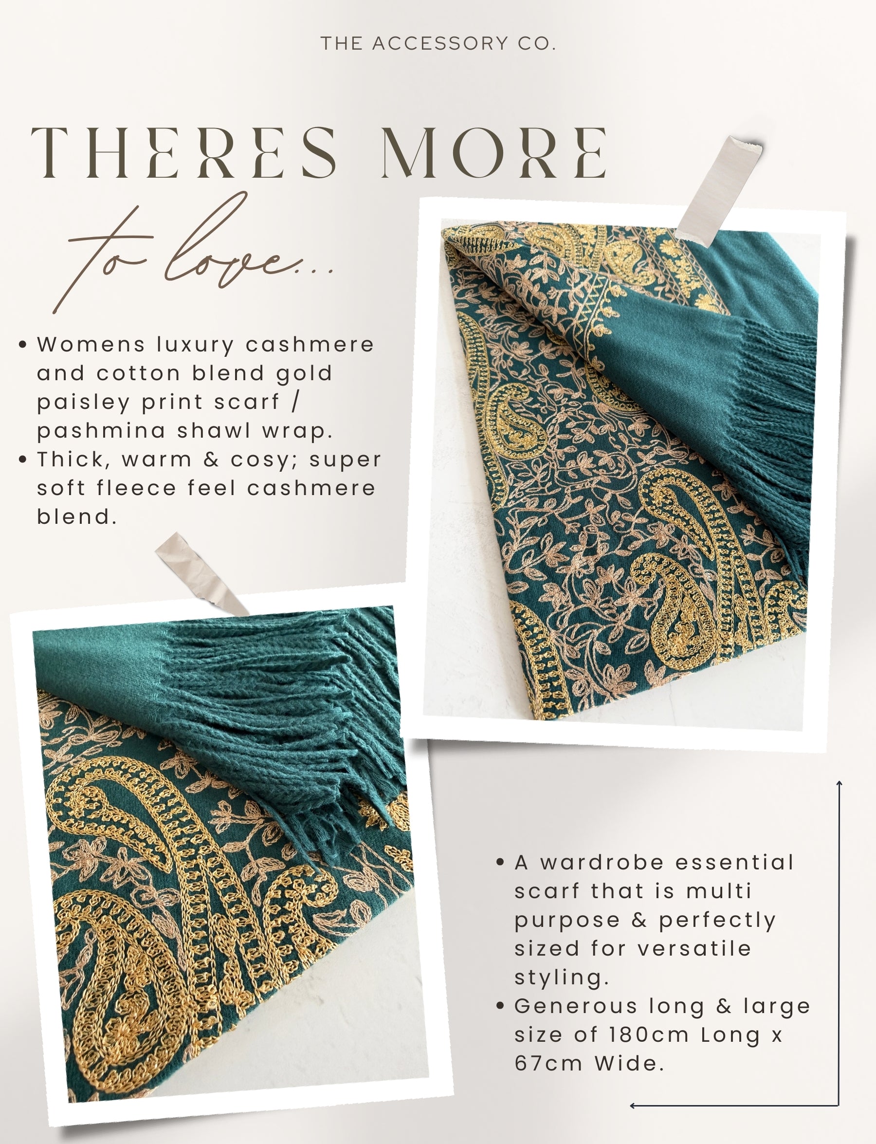 LARGE TEAL PAISLEY CASHMERE COTTON BLEND WINTER SHAWL BLANKET SCARF - A-SHU.CO.UK