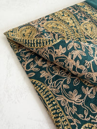 LARGE TEAL PAISLEY CASHMERE COTTON BLEND WINTER SHAWL BLANKET SCARF - A-SHU.CO.UK