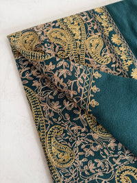 LARGE TEAL PAISLEY CASHMERE COTTON BLEND WINTER SHAWL BLANKET SCARF - A-SHU.CO.UK