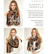 LARGE BEIGE CAMEO LEOPARD PRINT SCARF