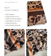 LARGE BEIGE CAMEO LEOPARD PRINT SCARF