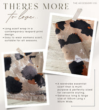 LARGE BEIGE CAMEO LEOPARD PRINT SCARF