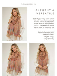 LARGE BEIGE MULTI COLOUR PAISLEY PASHMINA SHAWL SCARF WRAP - A-SHU.CO.UK