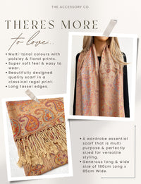 LARGE BEIGE MULTI COLOUR PAISLEY PASHMINA SHAWL SCARF WRAP - A-SHU.CO.UK