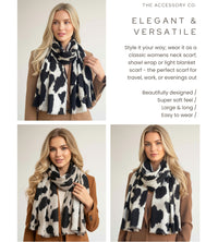 LARGE BEIGE WOOL BIG LEOPARD PRINT SCARF