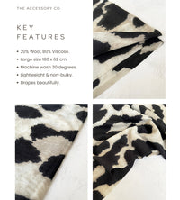 LARGE BEIGE WOOL BIG LEOPARD PRINT SCARF