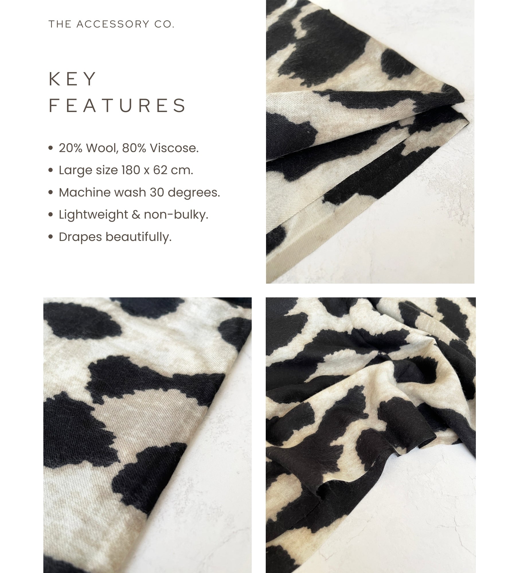 LARGE BEIGE WOOL BIG LEOPARD PRINT SCARF