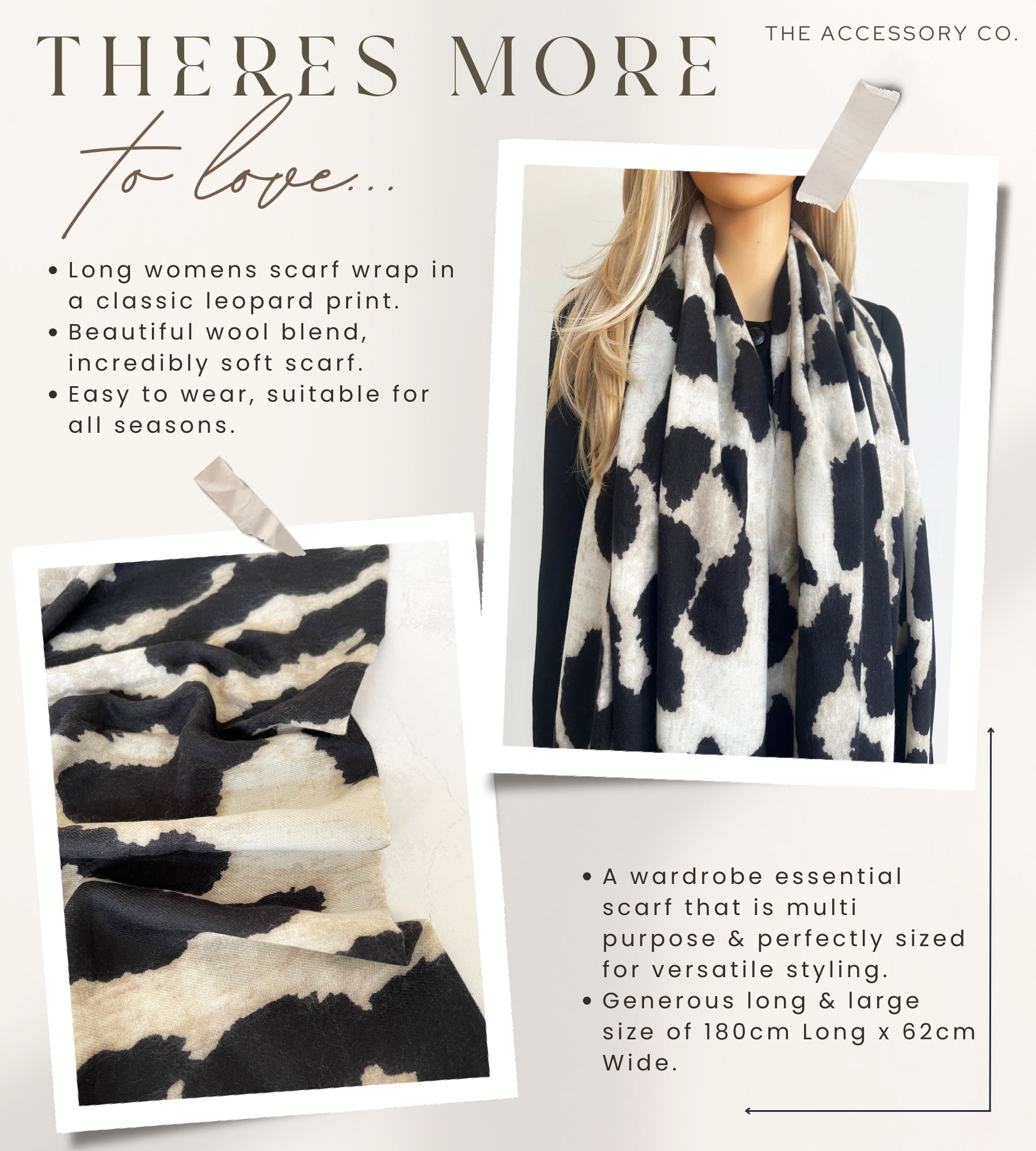 LARGE BEIGE WOOL BIG LEOPARD PRINT SCARF